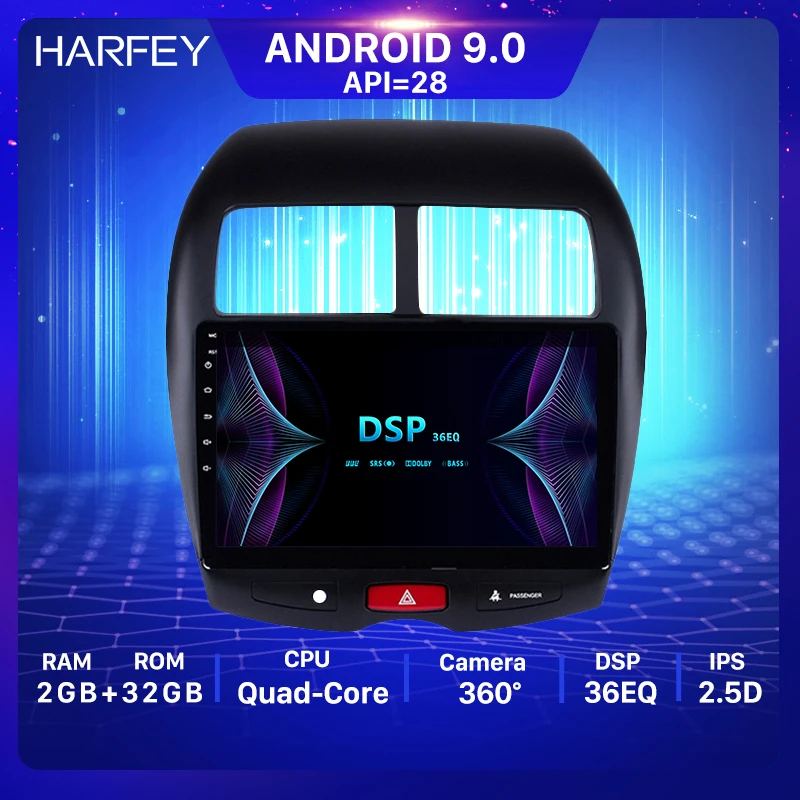 Harfey 1024*600 HD сенсорный экран 10 1 дюйма для Mitsubishi ASX Peugeot 4008 2010-2015 Android 9 0 GPS радио со