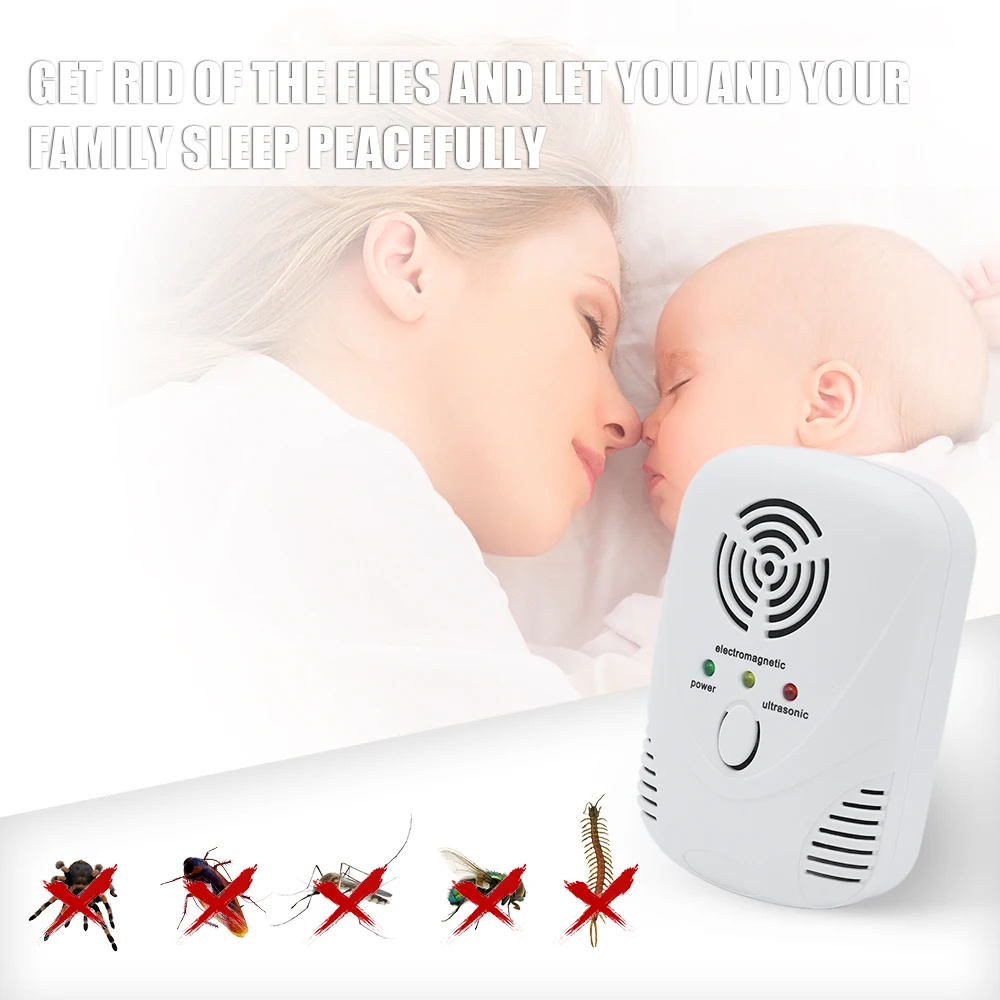 

Electronic Ultrasonic Pest Repeller Anti Mosquito Repellent Killer Mouse Trap Insect Rats Spider Non-toxic Pest Control 110-240V
