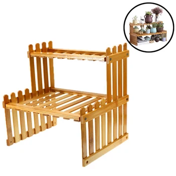 

Natural Bamboo Flower Garden Rack Bamboo Display Stand Plant Shelves Storage Shelf Balcony Garden Home Desk Organizer Holder