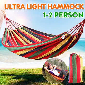 

280x100cm Portable Hammock Outdoor Travel Camping Garden Backyard Furniture Rainbow Stripe Anti-rollover Hanging Swing Hammock