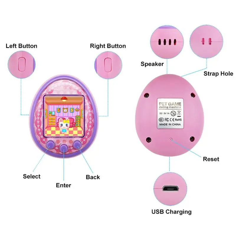 

Mini Electronic Pets Toys 8 Pets in 1 Virtual Cyber USB Charging Micro Chat Pet Toy for Kids Adults Gift