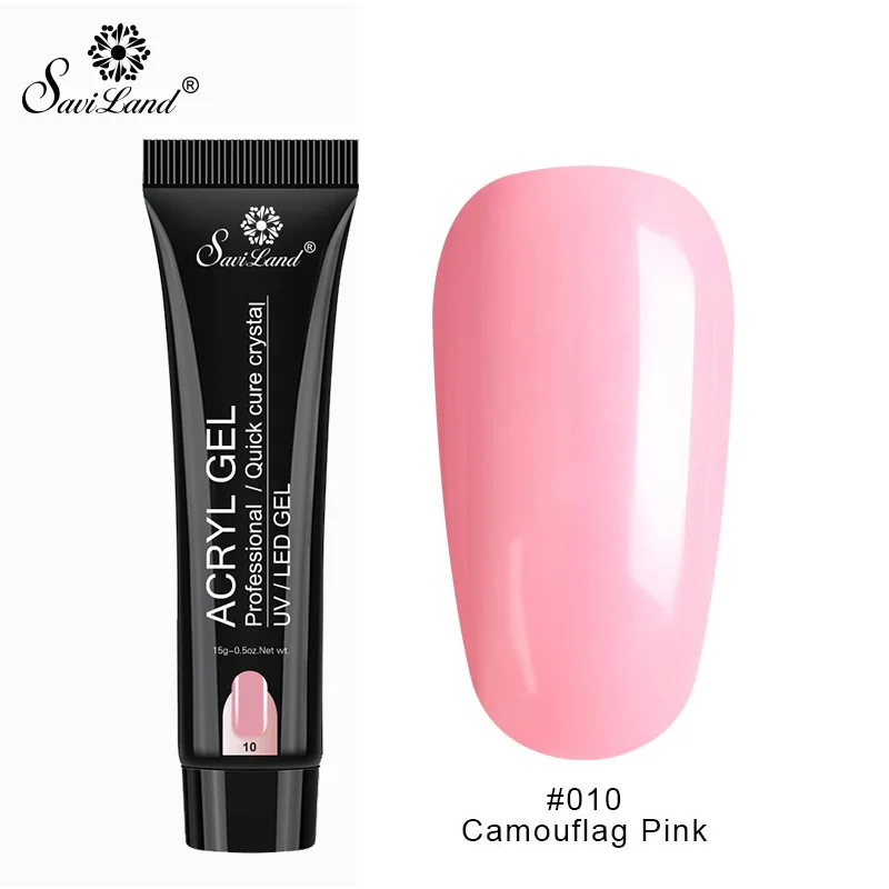 camouflay pink 010 Saviland, 15 мл, блестящий полигель, розовый, белый, для маникюра, быстрое удлинение, гель для наращивания, длинный, натуральный, для ногтей, твердый гель, желе, Гель-лак - Цвет: camouflay pink 010