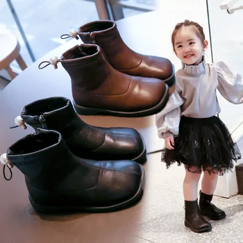 

2020 Children Snow Boots Autumn Thickening Cotton Shoes Boys Girls Waterproof Non-slip Ankle Boots Kids Leather Boots Fashion