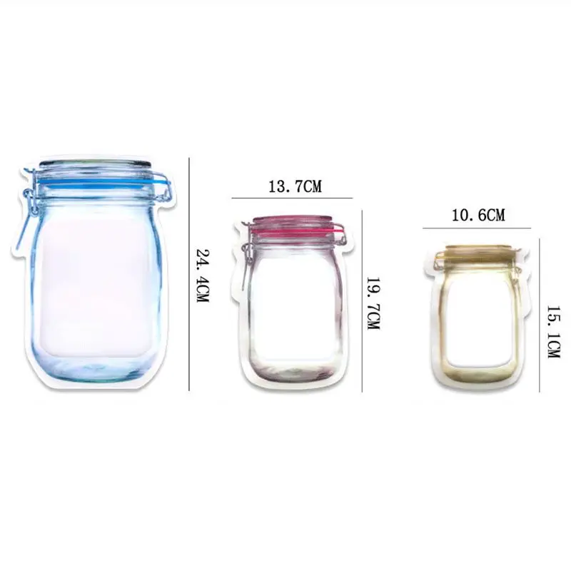 Уплотнение многоразового использования Mason Jar бутылки Органайзер Сумки пищевой контейнер на молнии сумки для хранения еды Органайзер Ziplock Сумки кухонный Органайзер
