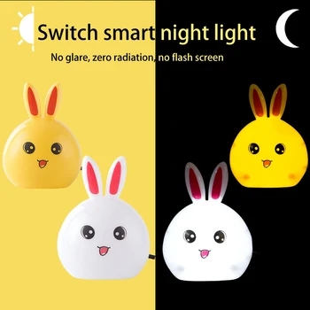 

Cartoon Rabbit LED Night Light AC110-220V Switch Wall Night Lamp With US Plug Gifts For Kid/Baby/Children Bedroom Bedside Lamp