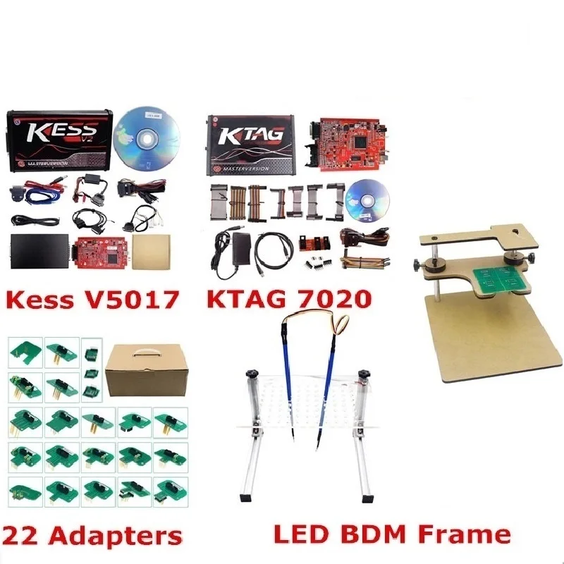 Kess V2.47 KTAG EU V2.25 Kess V2 V5.017 V2.47 программатор блока контроля окружающей среды ECU Ktag 7,020 ECU тюнинговый инструмент с Kess KTAG Адаптер BDM Led BDM Рамка - Цвет: show as the photo