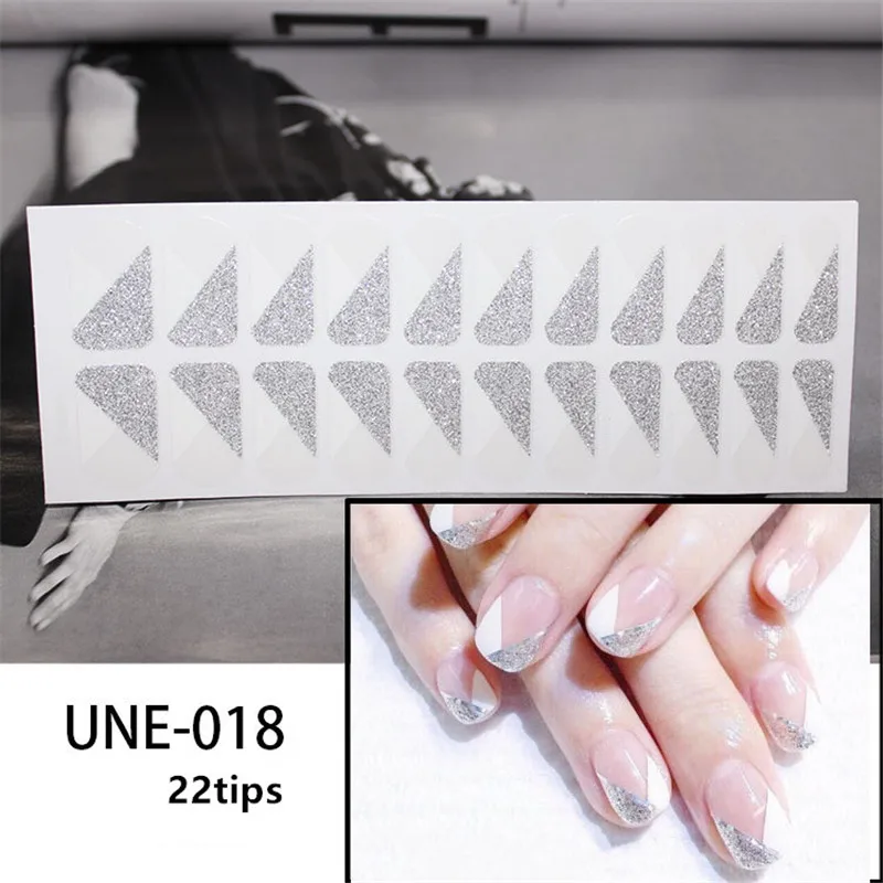 Lamemoria UNE018, белые+ серебряные блестящие наклейки для дизайна ногтей, полное покрытие, обертывание, сделай сам для женщин, украшения ногтей, Типсы, аксессуары для маникюра - Цвет: UNE018