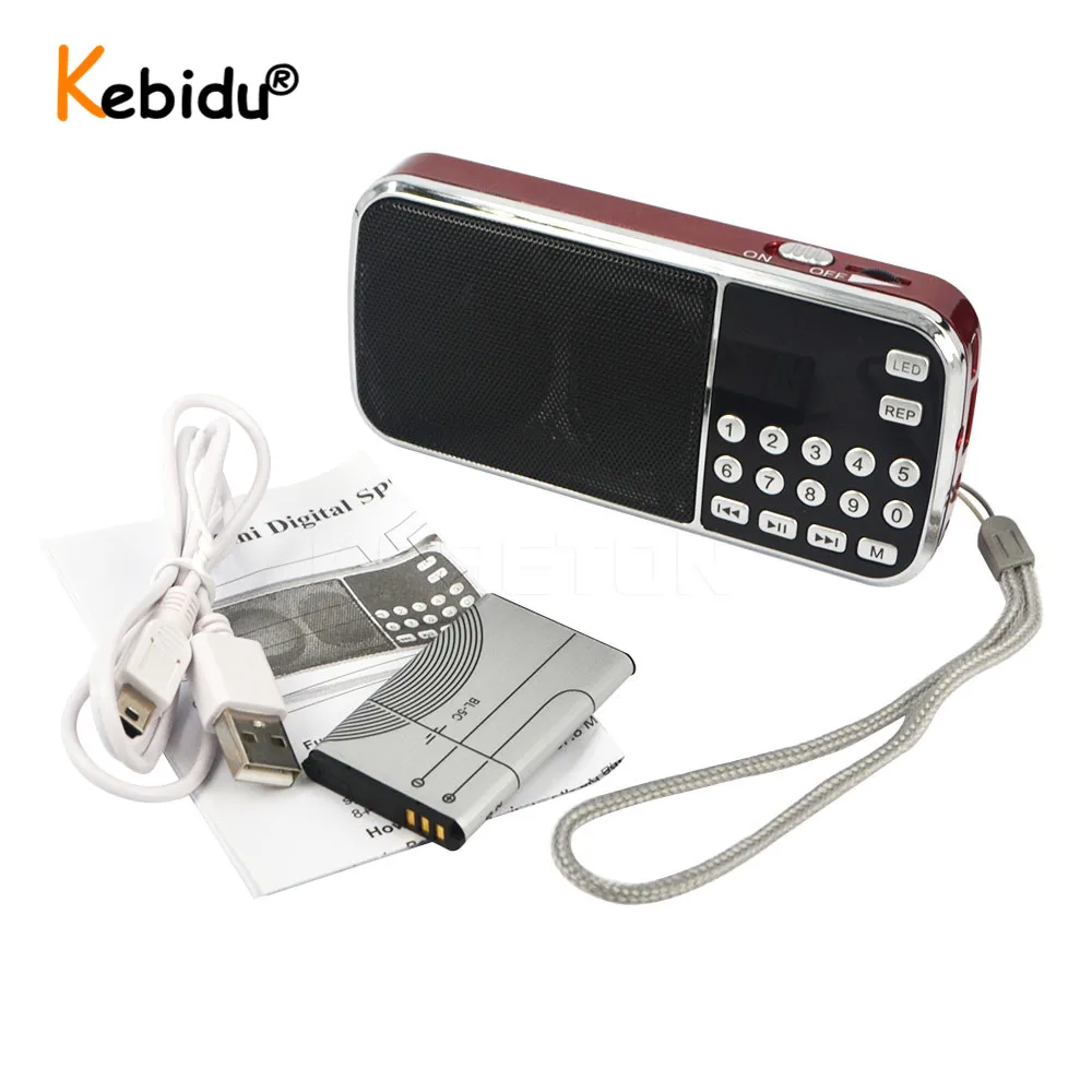 Мини-динамик Kebidu L-088 Hi-Fi mp3-плеер усилитель фонарика поддержка FM-радио Micro SD TF-карт