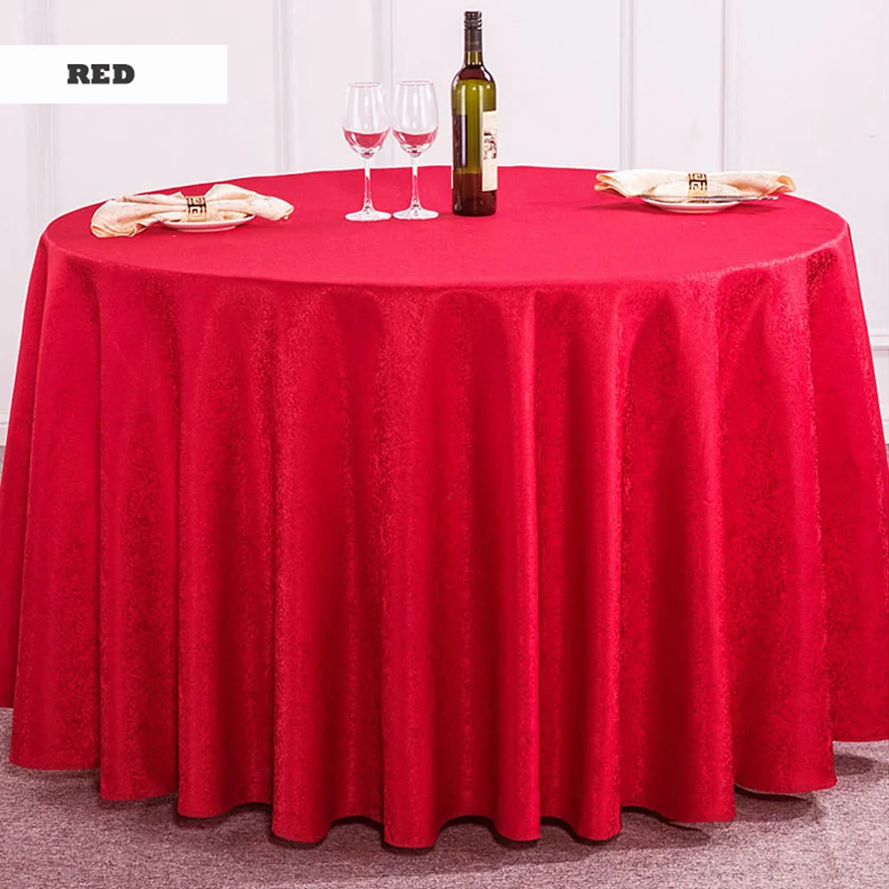 Dobby Round Tablecloth Wine Red/White/Beige/Red/Purple Hotel Table Cloth Restaurant Dining Table Co