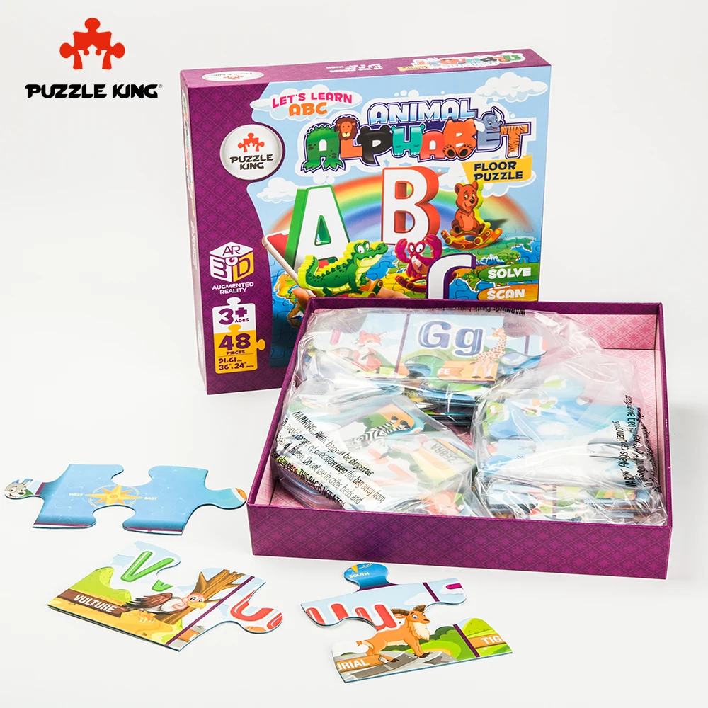 

Puzzle King New 91*61 AR Puzzle Kids Toy Cartoon Animal Jigsaw Puzzles Child Early Educational Learning Toys for Christmas Gift