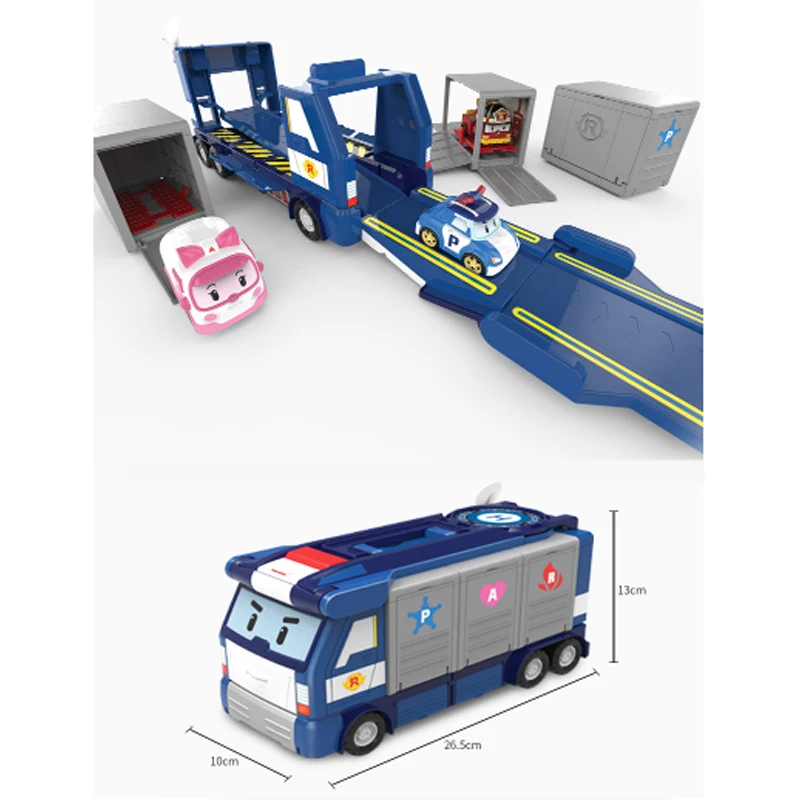 Оригинальный Robocar Poli Acion фигурка спасательного штаба набор парковки хранения склад школьный автобус игрушечная машинка из сплава подарок
