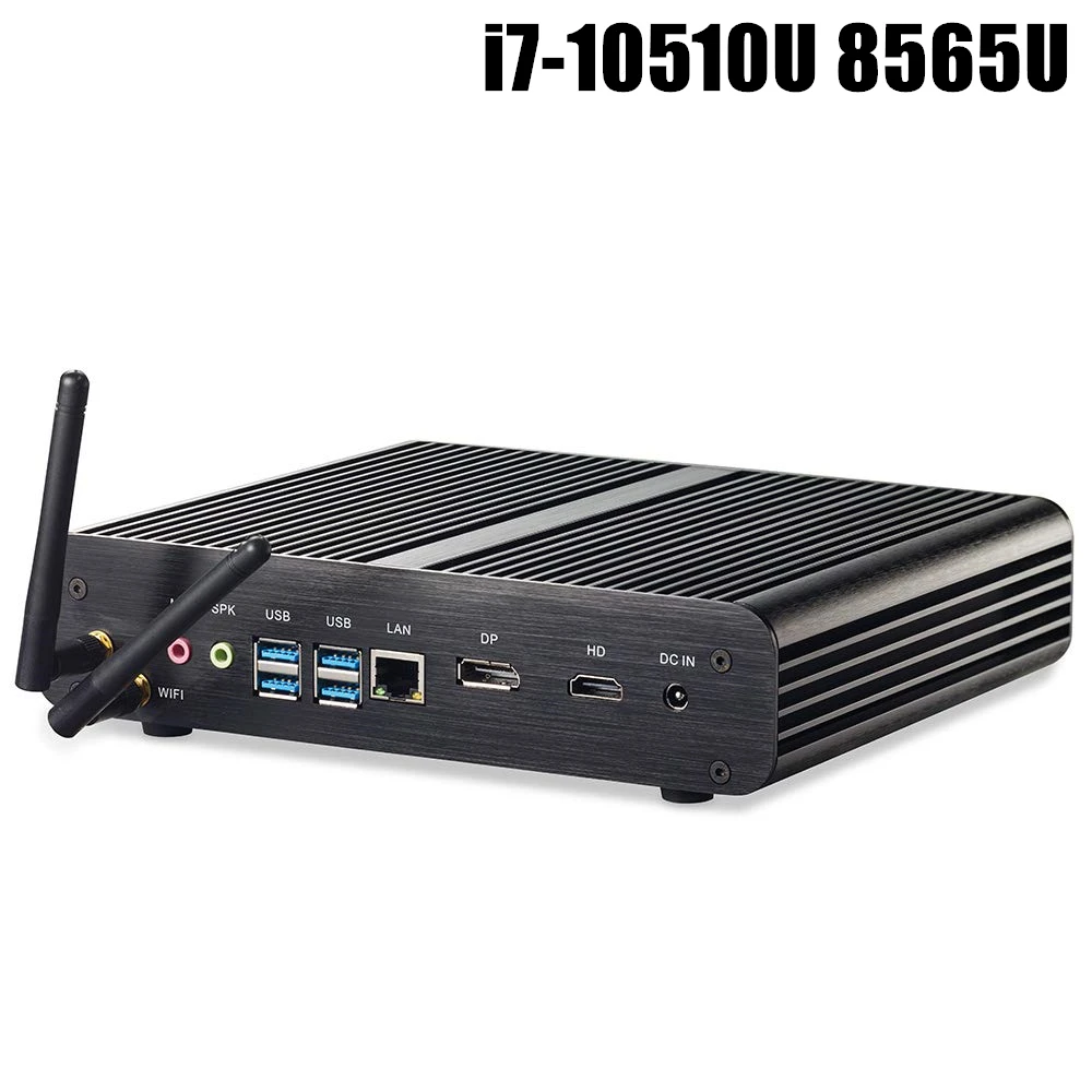 Topton безвентиляторный мини ПК Intel Core i7 10510U 10710U i5 8265U Мини компьютер Nuc 2 * DDR4 M.2 + Msata 5