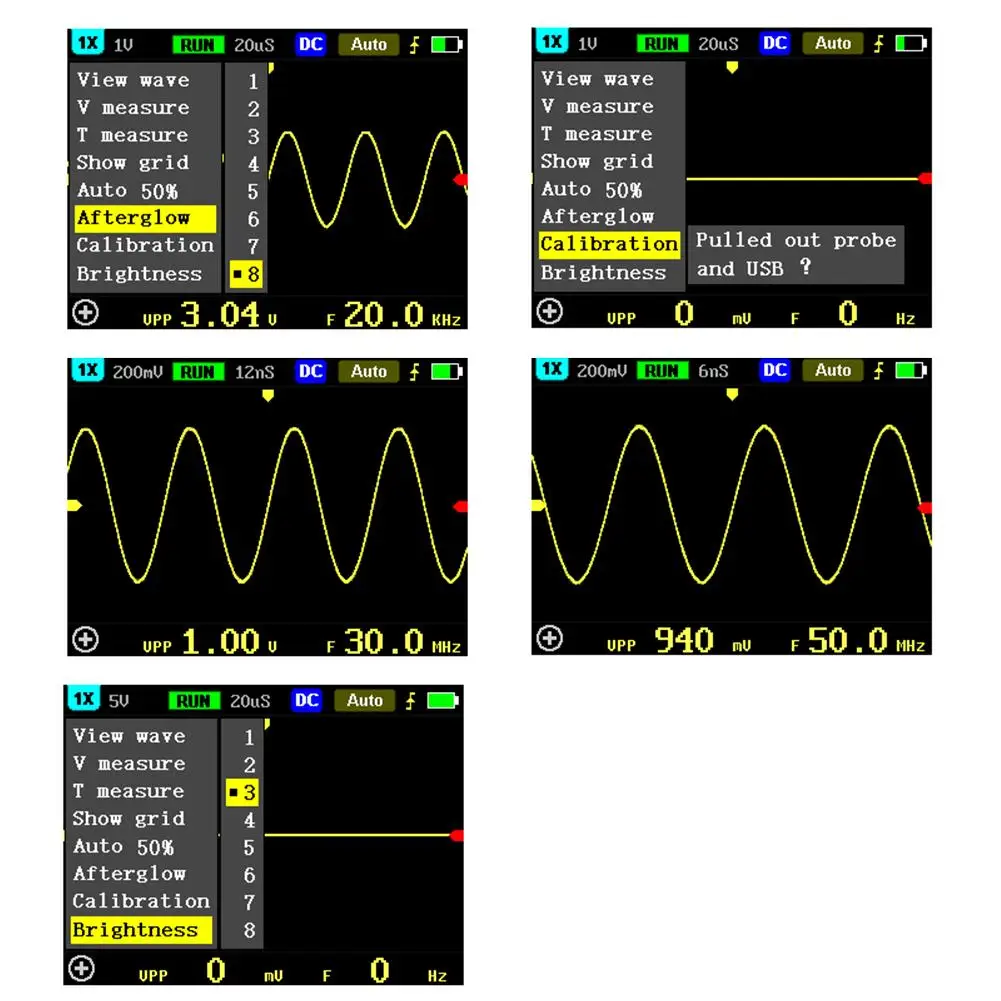 Portable Digital Oscilloscope 2.4-inch Screen 500 MS / S Sampling Rate 100MHz Analog Bandwidth Oscilloscope