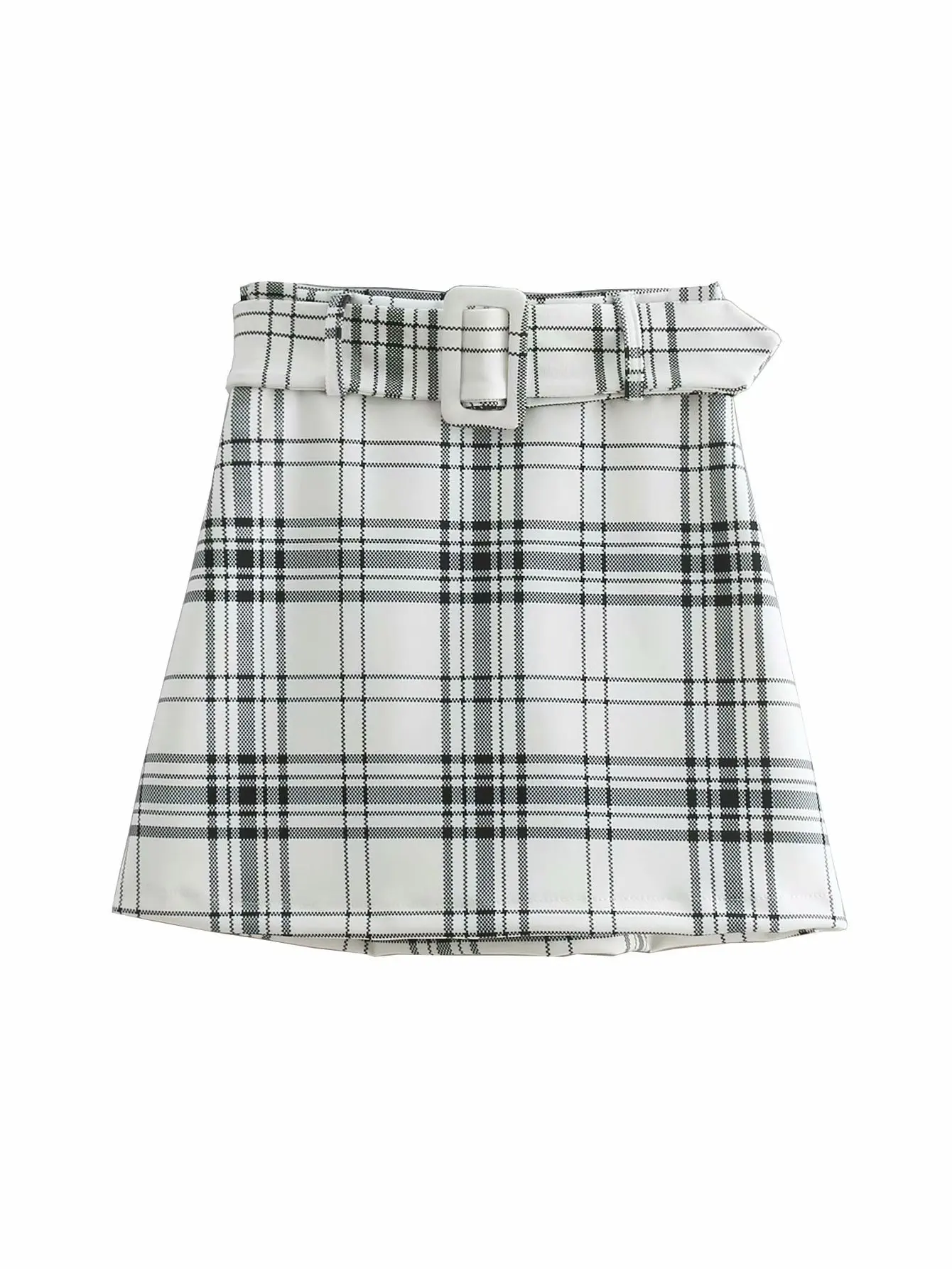 

Cbb-9092 Spring And Summer New Style 2019 High-waisted Pattern Retro A- line Belt Half-length Mini Short Skirt
