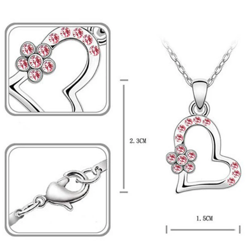 Роскошное ожерелье в форме сердца, серьги, модные ювелирные наборы, романтическая подвеска с австрийскими кристаллами, Свадебные Ювелирные наборы