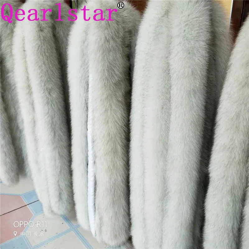 

Qearlstar 100% Real Fox Fur Collar For Hood Women Men Jackets Sweater Scarves 70*10cm Natural Fox Fur Light Green Coat Cap Z136
