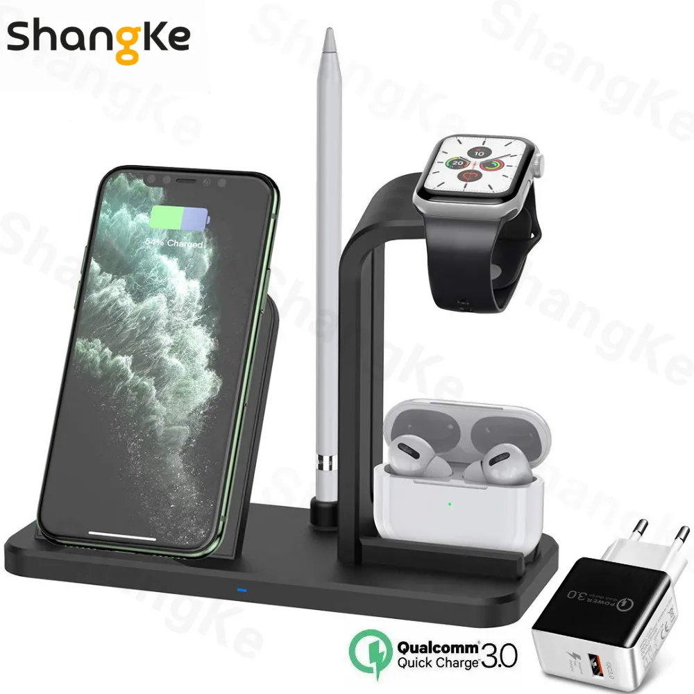 Fast Charging 3 In 1 Qi Wireless Charger for Apple watch 1 2 3 4 5 AirPods Pro For iPhone 11 XS Max XR X 8 Plus Samsung S20 10 9