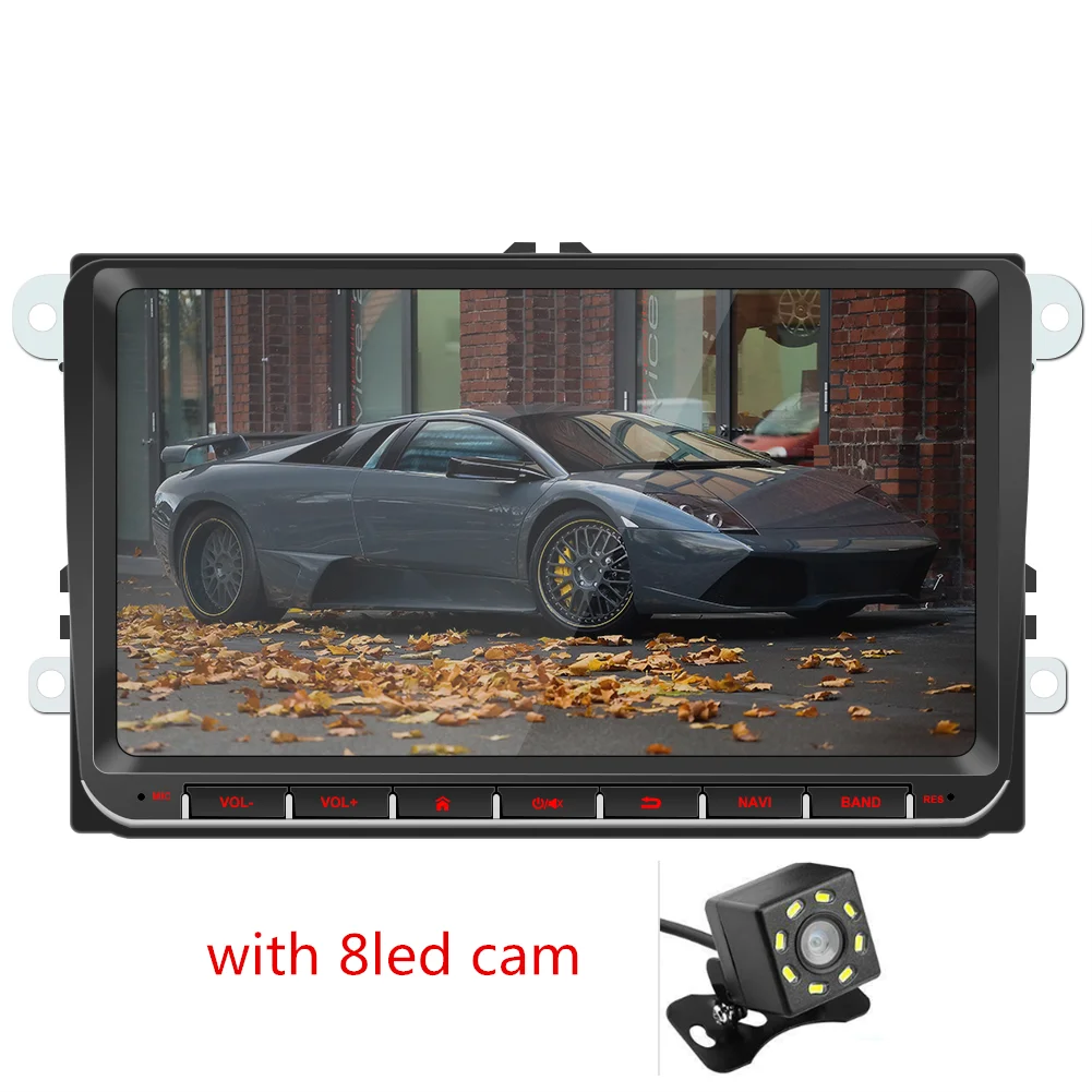 with 8led cam Автомагнитола стерео 9 дюймов емкостный сенсорный экран Высокое разрешение gps навигация Bluetooth USB плеер Android 8,1 авторадио для VW - Цвет: with 8led cam