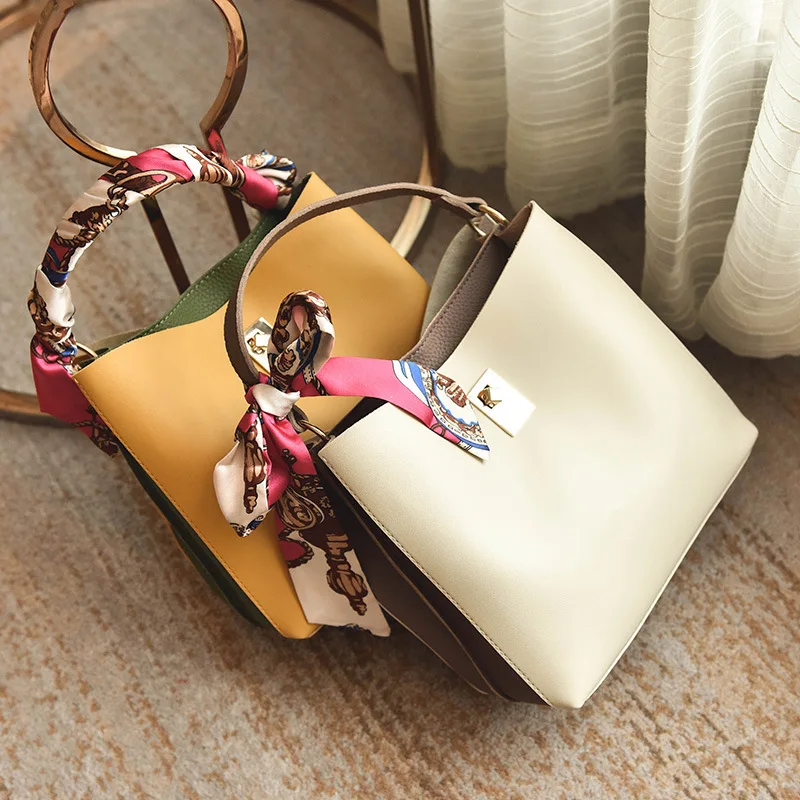 

Bag Women's New Style WOMEN'S Bag 2019 Fashion Summer Europe And America Style Contrast Color Silk Scarves Handbag Crossbody Bag