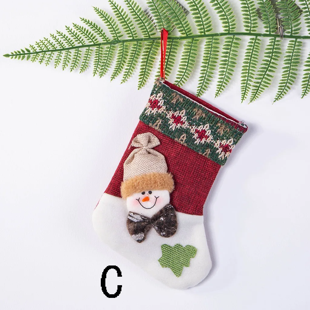 Christmas Stockings Mini Socks Santa Candy Gift Bag Christmas Tree Decorations santa sacksновогодние украшения для дома#30