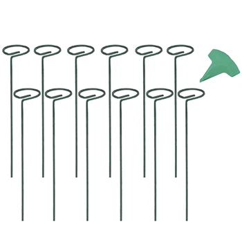 

12 Packs of 16-Inch Garden Plant Support Piles with 15 Pcs Plant Labels, Single Plant Flower Support