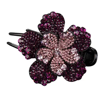 

2019 Rhinestone Flower Hair Clip Petal Shape Hairpin Non-Slip Duckbill Clip Barrette Comb Headdress For Women Decor