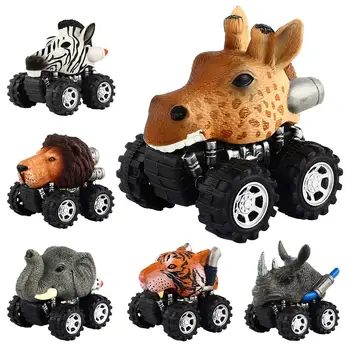 

19 Kids Cute Animal Model Car Dinosaur Panda Vehicle Deer Zebra Bear Toy Truck Tiger Animal Pull Back Car Boy Toys for Children
