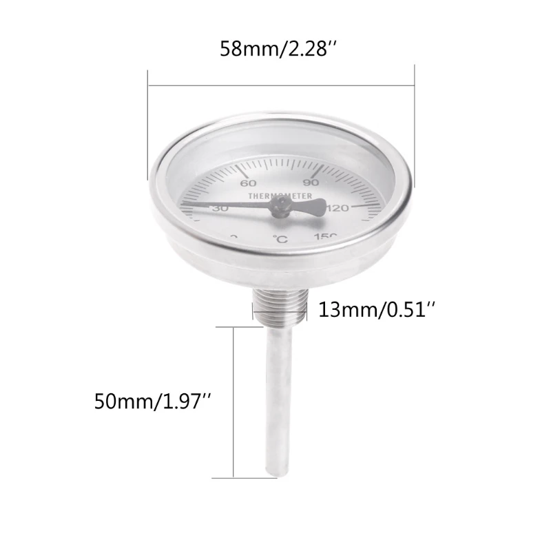 1/4 PT Thread Stainless Steel Thermometer Moonshine Kitchen Food Cooking Gauge | Дом и сад