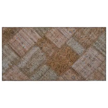 

Handmade Brown Vintage Overdyed Patchwork Area Rug 080x153 Cm-2'7''X5'0''