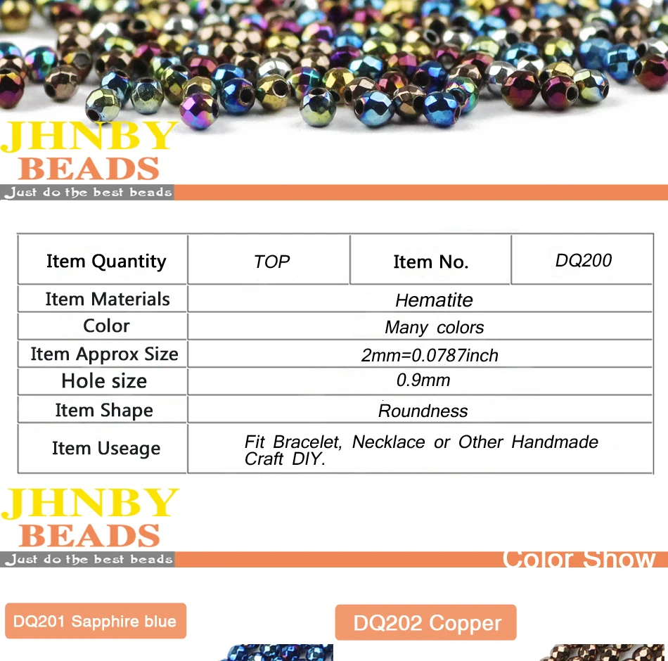 JHNBY ААА граненый круглый черный гематит 2 мм 300 шт натуральный камень Плакировка свободные шарики ювелирные изделия Аксессуары для изготовления браслетов DIY