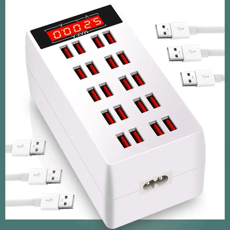20-Порты 100W usb-хаб телефон Зарядное устройство с светодиодный Дисплей Мощность адаптер зарядная док-станция для iPhone huawei Xiaomi phoneTablet