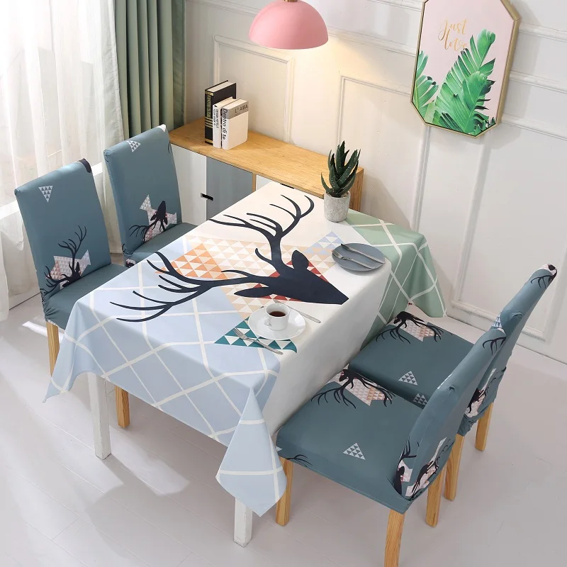  Linen Table cloth Elk Printed Waterproof Oilproof Thick Rectangular Wedding Dining Decorative Table