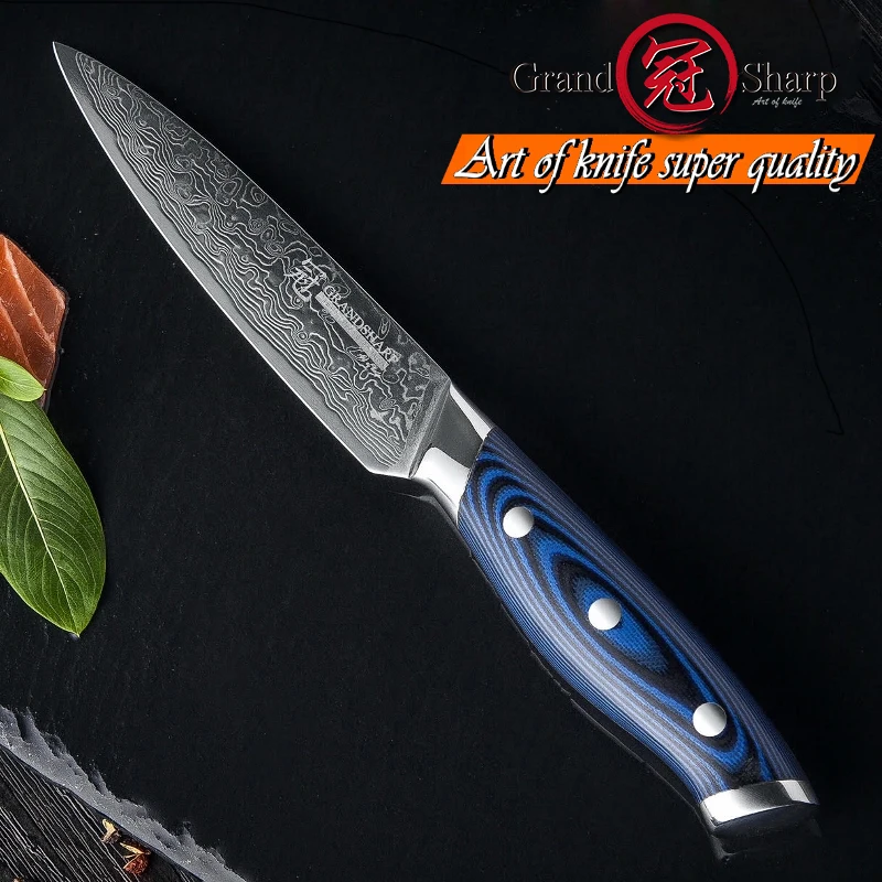 GRANDSHARP 5 дюймов дамасский Универсальный нож кухонный нож 67 слоев японский дамасский VG-10 из нержавеющей стали кухонные инструменты ножи