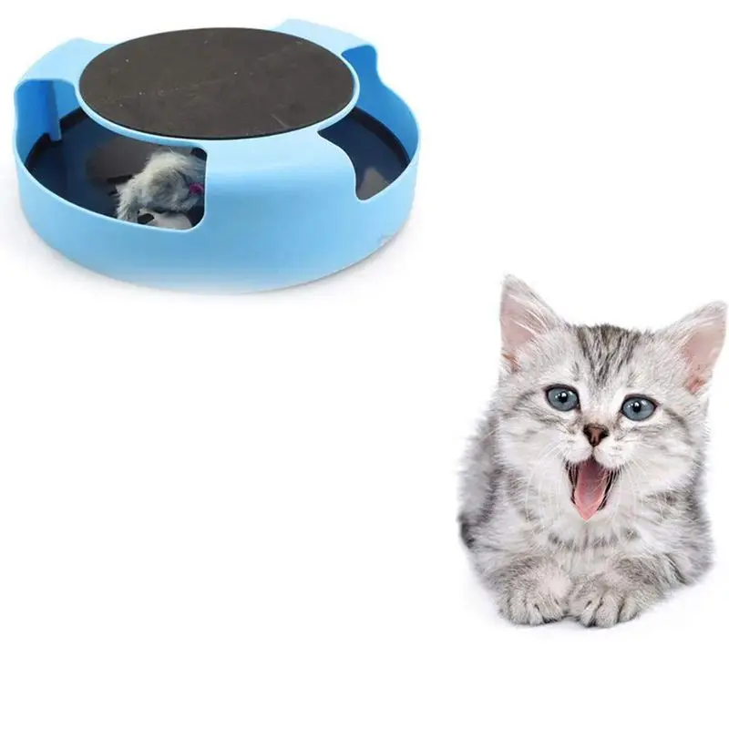 Игрушка для кошек с интерактивной мышкой, Catch The mouse Cat Toy с когтеточкой для кошек(Blue