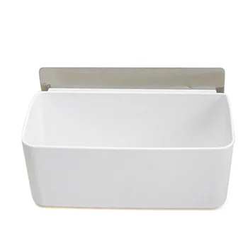 

Bathroom Wall Rack Heavy Duty Bathroom Kitchen Plastic Wall Basket Holder for Shampoo Face Cleanser Soap Condiment Jar (White)
