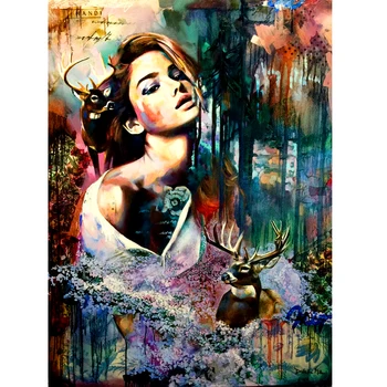 

DIY Painting By Numbers Girl Art Wall Paintings Coloring By Number Draw On Canvas Acrylic Oil Painting Home Decoration