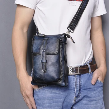 

Fashion Quality Leather Blue Multi-function Casual Cross-body Satchel Messenger Bag Hip Bum Pouch Fanny Waist Belt Pack Bag 8711