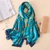 2020 Spring Autumn Women Luxury Silk Scarf Abstract Tree Printing Silk Scarves and Shawls New Big Size Foulard Hijab 180cm 2