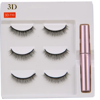 

High quality 3 Pairs Magnet Eyelash Magnetic Liquid Eyeliner & Magnetic False Eyelashes Waterproof Long Lasting Eyelash Extensi