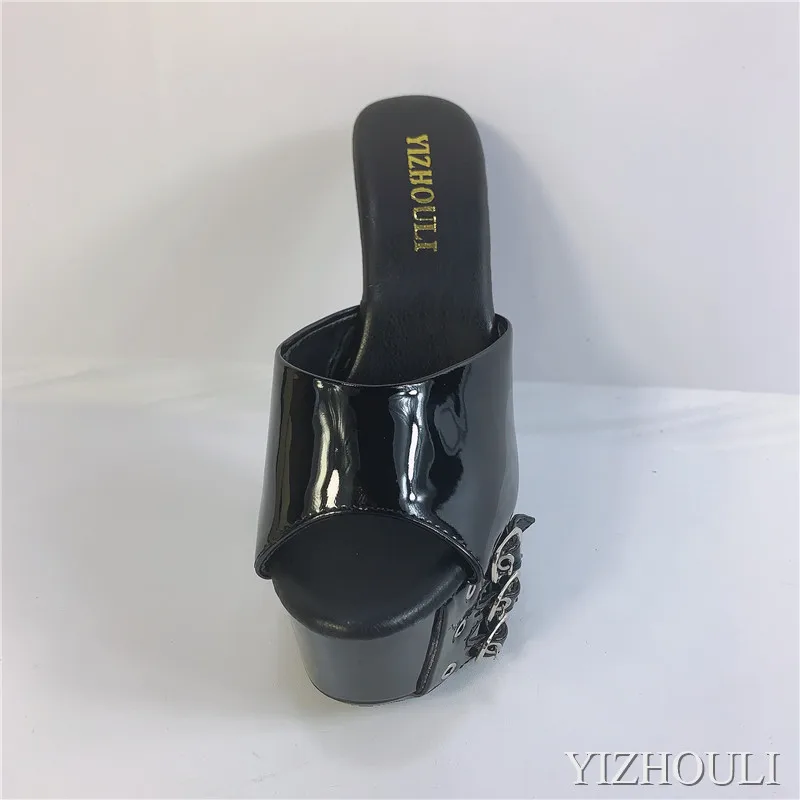 15cm belt buckle ultra high heels, sexy night cool slippers, lady shoes temperament of the lacquer that bake Dance Shoes