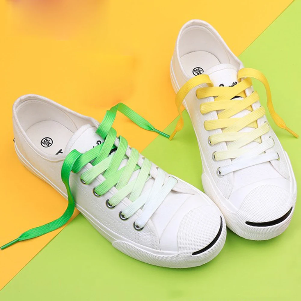 1 пара радужных парусиновых ботинок на плоской подошве; спортивная обувь на шнурках; эластичные шнурки; креативные разноцветные шнурки; повседневная обувь; эластичные шнурки; унисекс