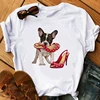 women's t-shirt Little Yorkshire Terrier Dog  Cola High heels T-Shirt  Lipstick  Lovely Angel Youkshire Print Girls Tee  Animal ► Photo 2/5