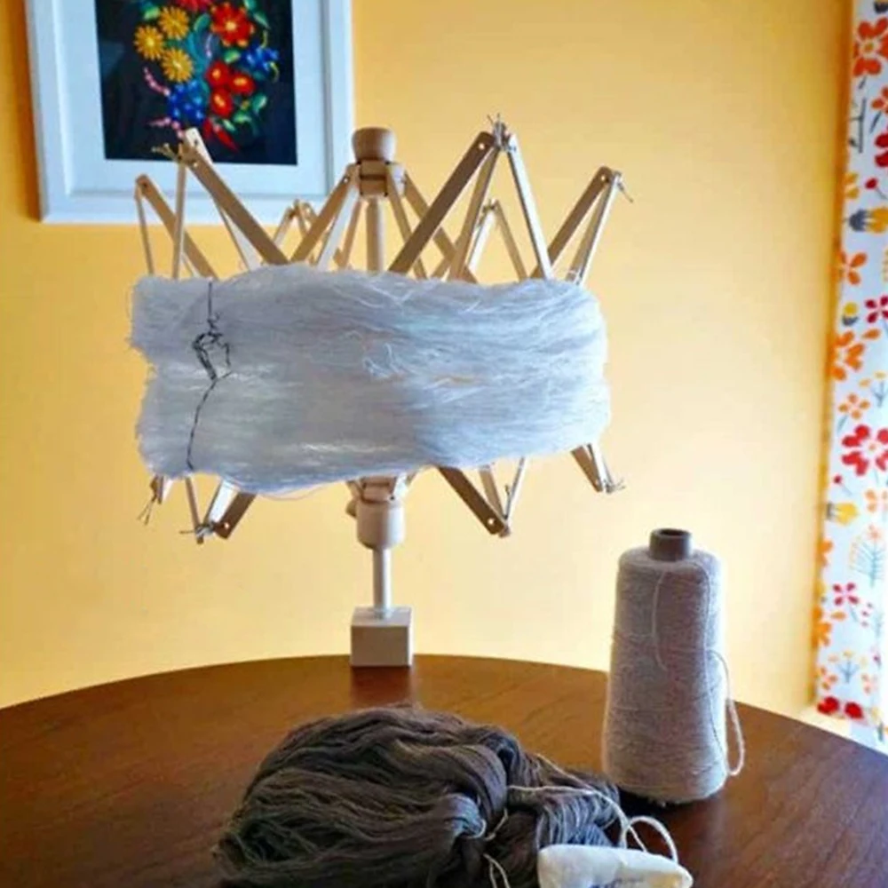 

Wooden Swift Yarn Thread Fiber String Wool Winder Holder Umbrella Hand Knitting Craft Tools For Patchwork DIY Accessories