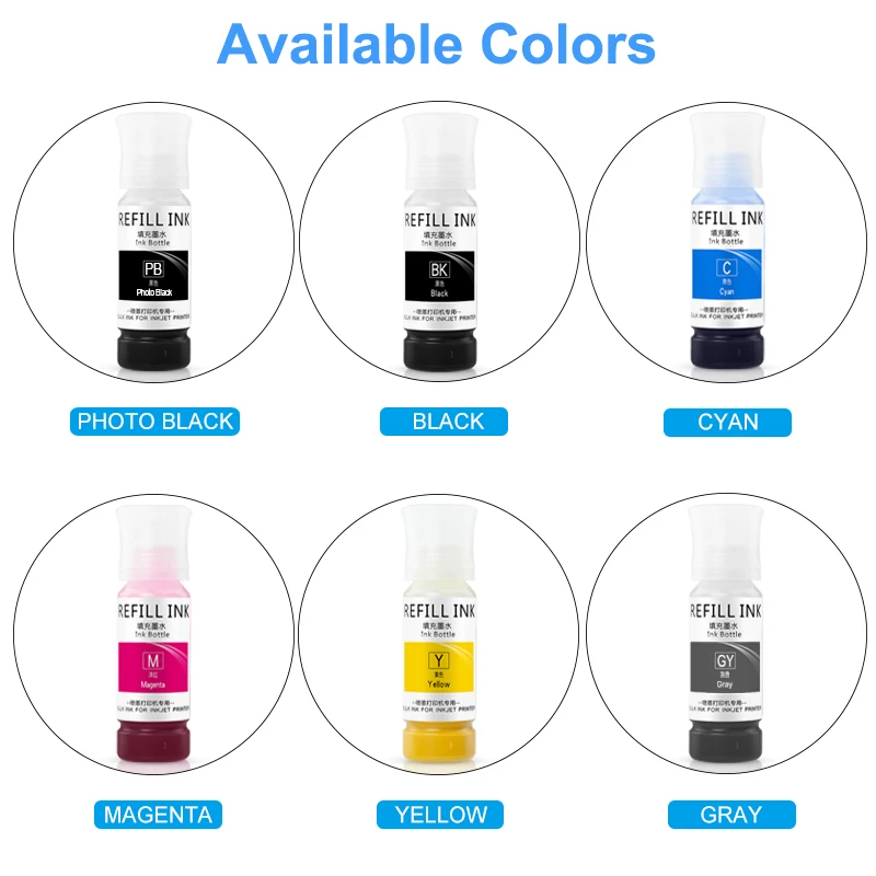 Sublimação Tinta para Epson T-shirt Caneca de Vidro 85ml 011 012 013 014 114 115 552 L8160 L8180 L8168 L8188 Et8500 Et9550 - Imagem 2