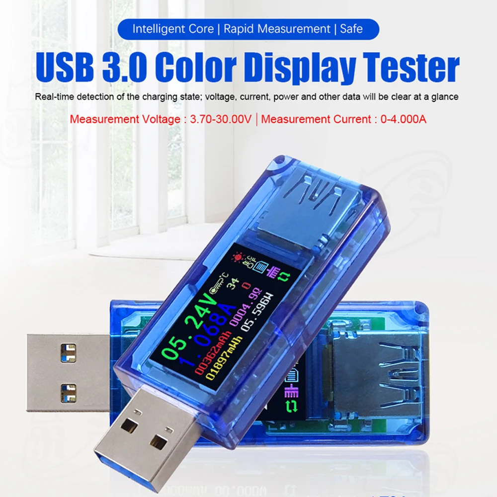 USB3.0 Вольтметр Амперметр цветной ЖК-дисплей Напряжение Ток мощность Батарея заряд измерительный метр Напряжение Ток метр USB Тестер