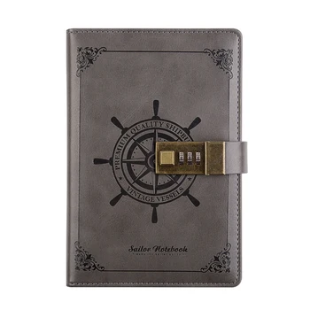 

Diary Notebook Students School Office 112 Sheets With Lock Leather Combination Gift Sailor Vintage Hard Cover Journal Planner