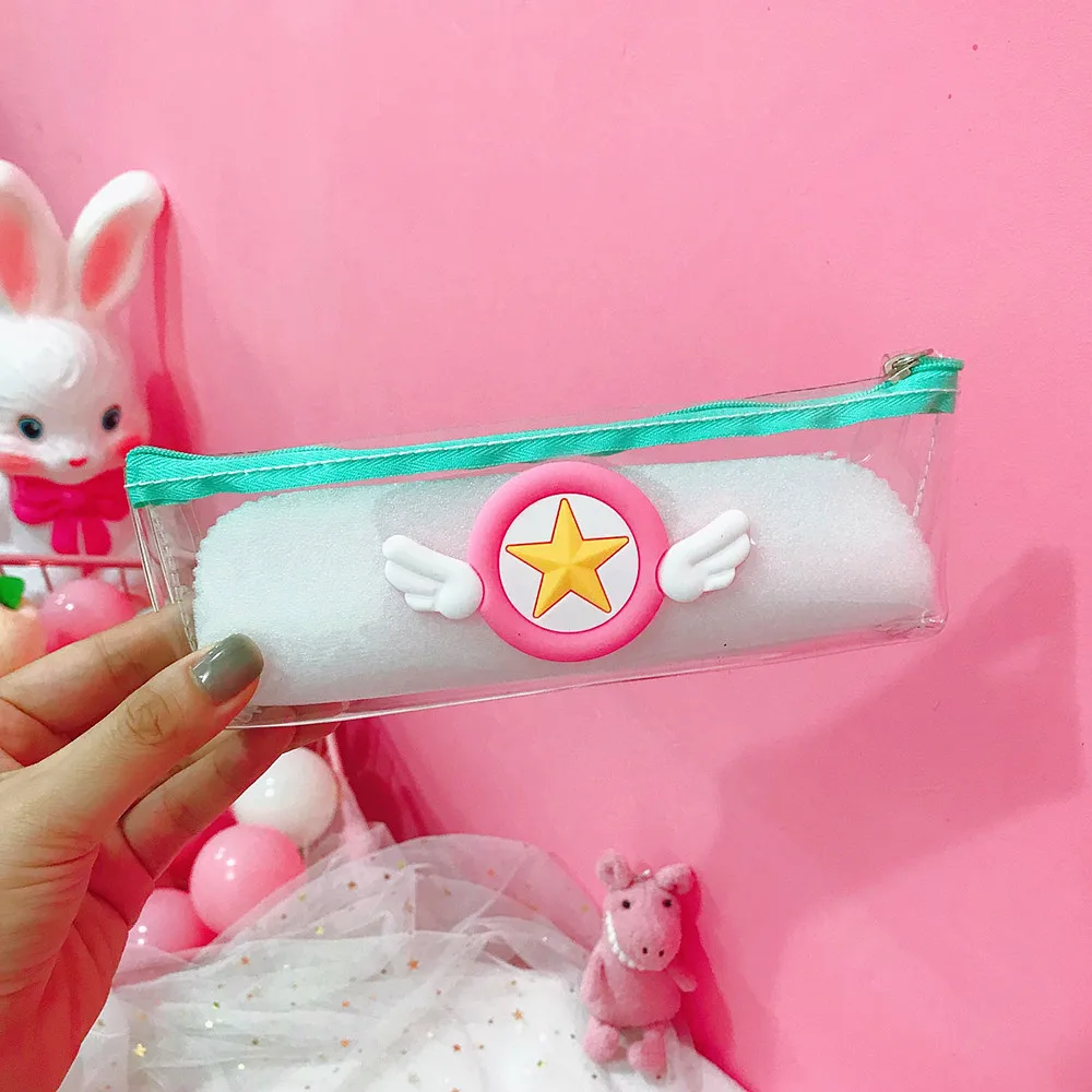 C Card Captor Sakura аниме магический Набор ПВХ с принтом школьников прекрасный мультфильм прозрачный, с застежкой на молнии ручка сумка Косметическая сумка Новинка - Цвет: C