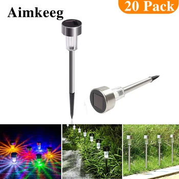 

Aimkeeg 20pcs/lot Stainless Steel LED Solar Lawn Light Outdoor IP65 Waterproof Solar Garden Light Solar Stick Lights Yard Lamps