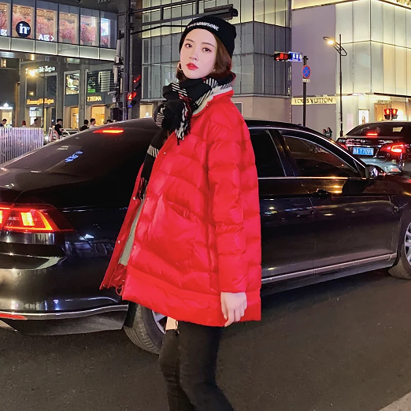 Длинная пуховая куртка зимняя негабаритная свободная парка Водолазка белая