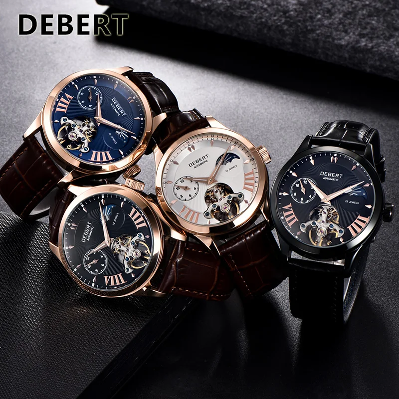 Tourbillon moon phase автоматические механические мужские часы 41 мм Топ люксовый бренд мужские наручные часы Классический стальной чехол кожаные часы